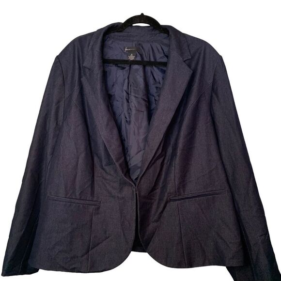 Lane Bryant Denim Blazer Jacket Long Sleeve Plus Size 28 - Picture 1 of 6